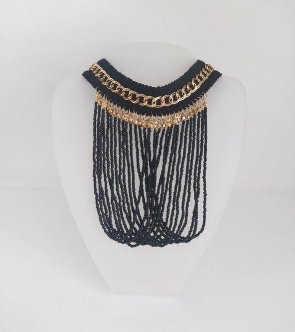 Kolye Gerdanlık Kadın Choker Bohem Kolyeler El Yapımı Uzun Püskül Boncuklar Bayan Kolye Takı Tasma - 4