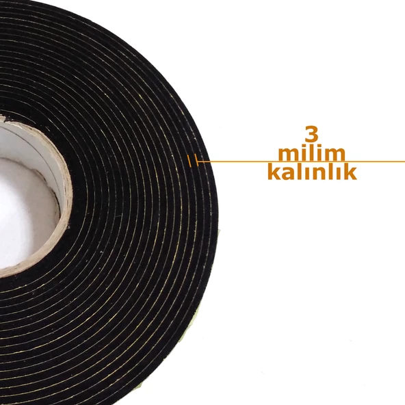 Contacall Kapı Pencere İzolasyon Bandı Yapışkan Sünger 3 mm Kalınlık 40 mm Genişlik 10 Metre Uzunluk / EPDM-3*40