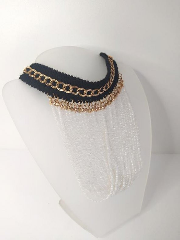 Kolye Gerdanlık Kadın Choker Bohem Kolyeler El Yapımı Uzun Püskül Boncuklar Bayan Kolye Takı Tasma - 3