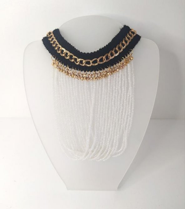Kolye Gerdanlık Kadın Choker Bohem Kolyeler El Yapımı Uzun Püskül Boncuklar Bayan Kolye Takı Tasma - 4
