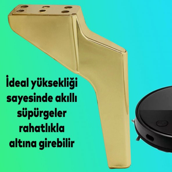 Lüks Mobilya Kanepe Sehpa TV Ünitesi Koltuk Ayağı 19 cm Gold Altın Baza Ayak - 4