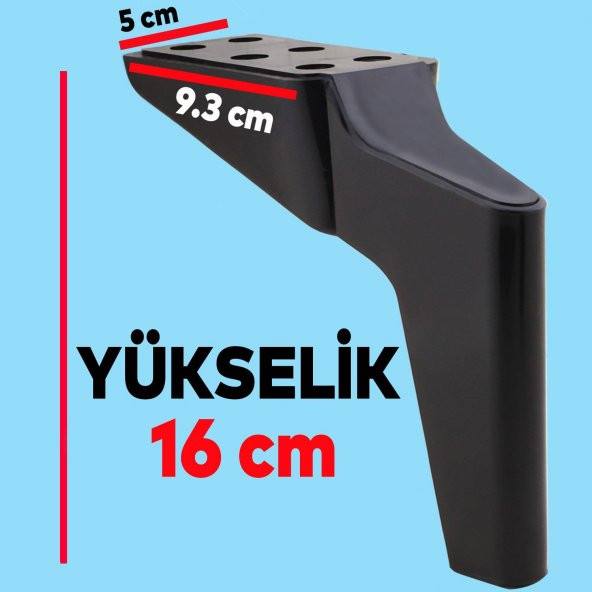 Lüks Mobilya Kanepe Sehpa TV Ünitesi Koltuk Ayağı 16 cm Siyah Baza Ayak - 2