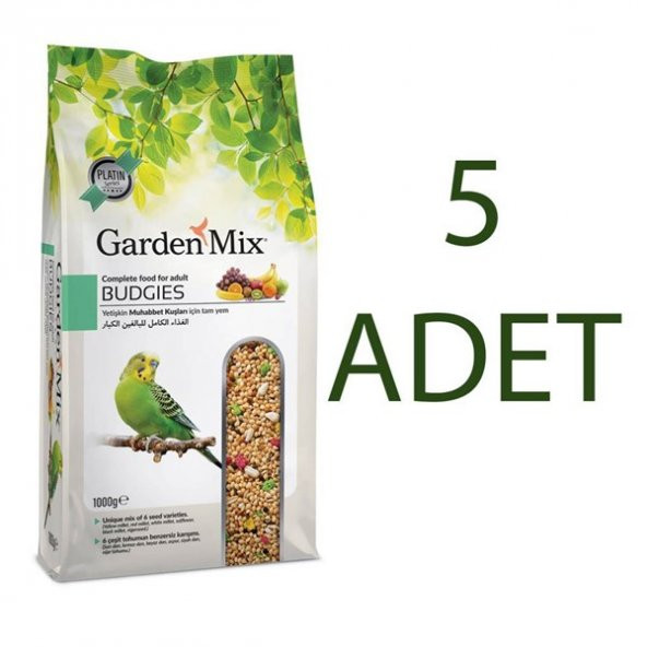 Gardenmix Platin Meyveli Muhabbet Kuş Yemi 1kg x 5 Adet