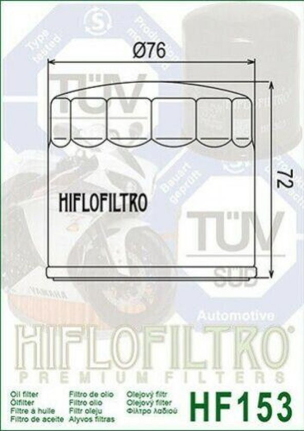 Hiflo Hf153 1993-2001 Ducati Monster 600 Uyumlu Yağ Filtresi - 2