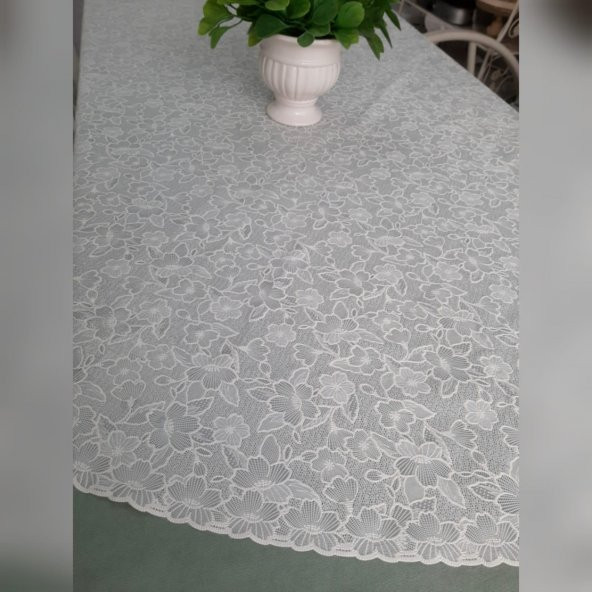 Dantel Motifli Muşamba PVC Masa Örtüsü Yuvarlak 150 cm çapında - 6