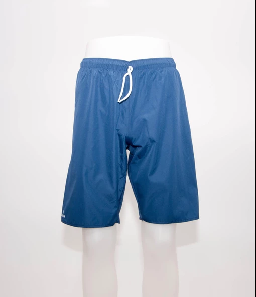 Erkek Deniz Şortu  Uzun Diz Üstü  Boardshort Fileli Koyu Mavi Meridyendukkan Tribord