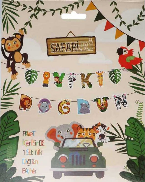 FLAMA SAFARİ ŞEKLİNDE İYİKİ DOĞDUN 1 ADET - Resim 2