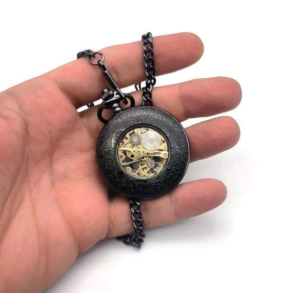 Valkyrie Kutulu Kurmalı Köstekli Mekanik İskelet Cep Saati BSY-08 - 3