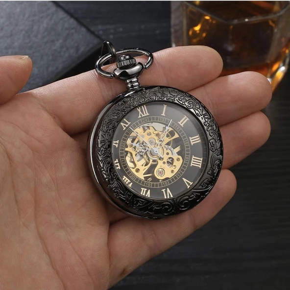 Valkyrie Kutulu Kurmalı Köstekli Mekanik İskelet Cep Saati BSY-08 - 4