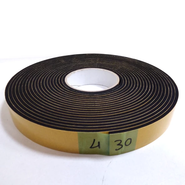 Contacall Kapı Pencere İzolasyon Bandı Yapışkan Sünger 4 mm Kalınlık 30 mm Genişlik 10 Metre Uzunluk / EPDM-4*30