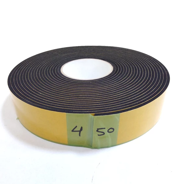Contacall Kapı Pencere İzolasyon Bandı Yapışkan Sünger 4 mm Kalınlık 50 mm Genişlik 10 Metre Uzunluk / EPDM-4*50