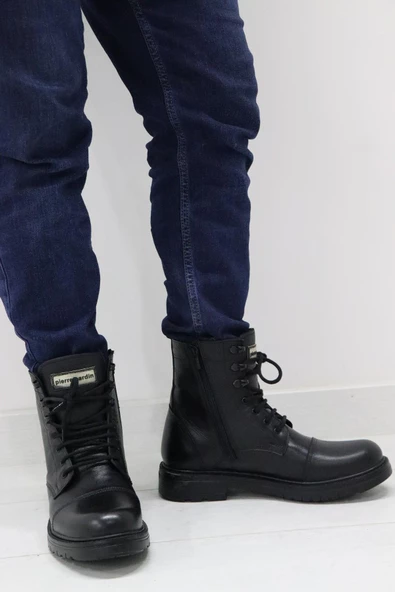 Pierre Cardin 381800 Erkek Siyah Deri Bot - 2
