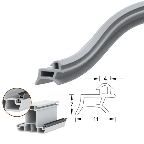 Contacall Pimapen Pvc Kapı Pencere Fitili Contası 90 Metre Gri