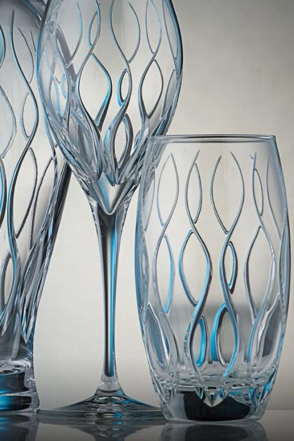 Kcd Kilim Sade Kesme El Dekor Yaldızlı 6 Adet Desenli Su Ve Meşrubat Bardak Takımı - Resim 2