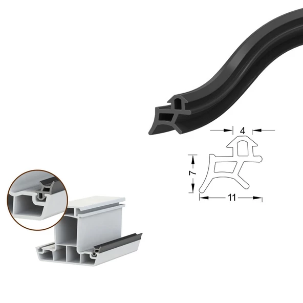 Contacall Pimapen Pvc Kapı Pencere Değiştirme Fitili Contası 80 Metre Siyah