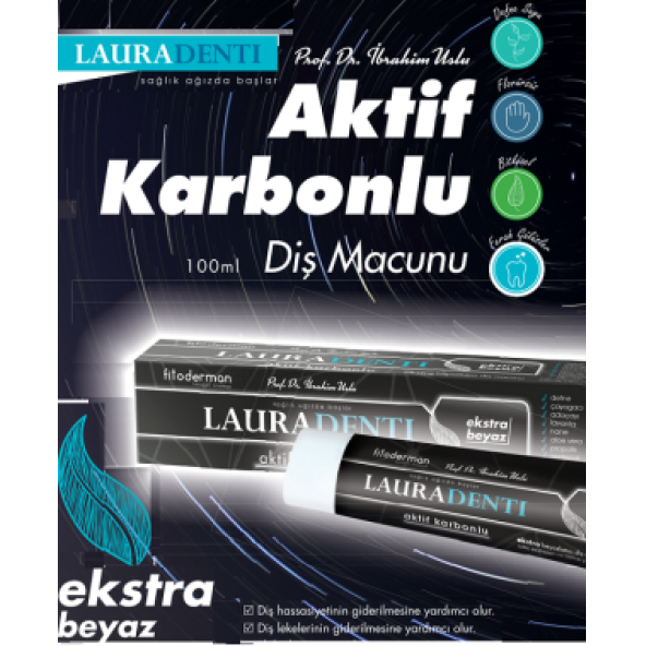 Lauradenti Koku Tartar Leke Hassasiyet Önleyici'' Ekstra Beyazlatıcı Aktif Karbonlu Diş Macunu 100 mL