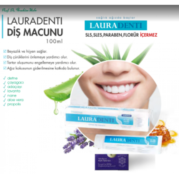 Fitoderman Lauradenti Koku Tartar Leke Hassasiyet Önleyici'' Beyazlatıcı Florürsüz Bitkisel Diş Macunu 100 mL ürün görseli