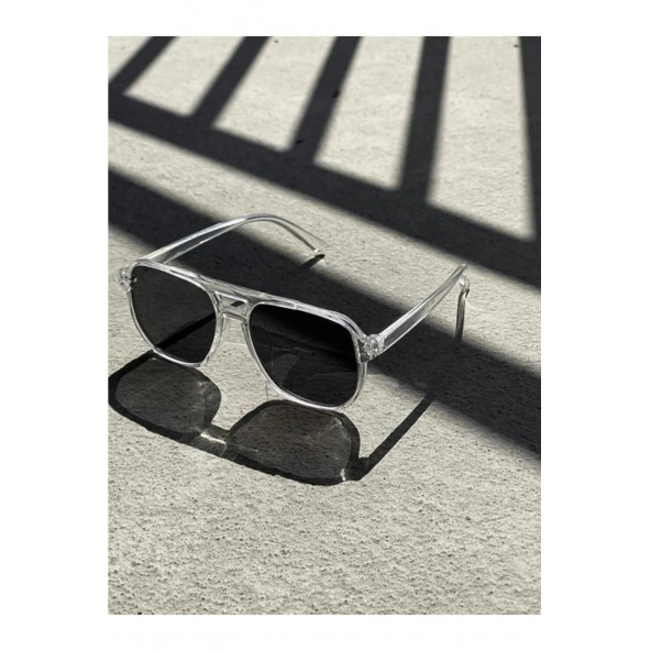 Modalucci Yeni Sezon Şeffaf Siyah Cam Unisex Güneş Gözlüğü - Resim 2