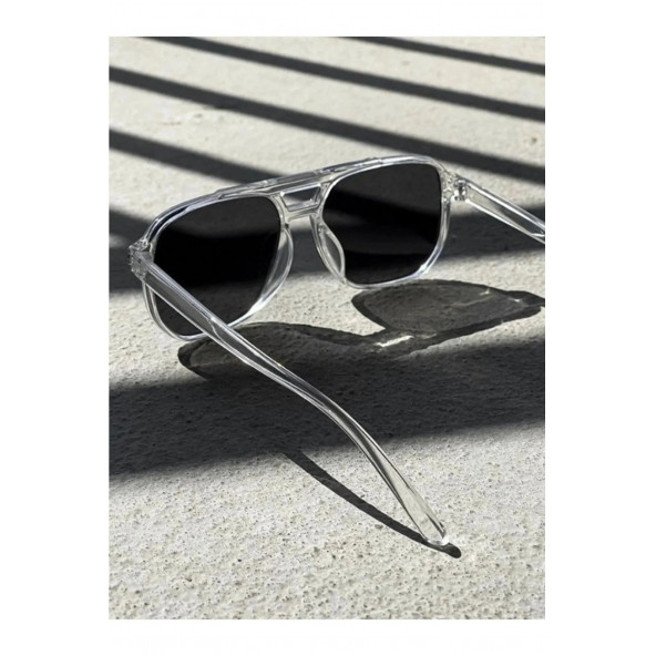 Modalucci Yeni Sezon Şeffaf Siyah Cam Unisex Güneş Gözlüğü - Resim 3