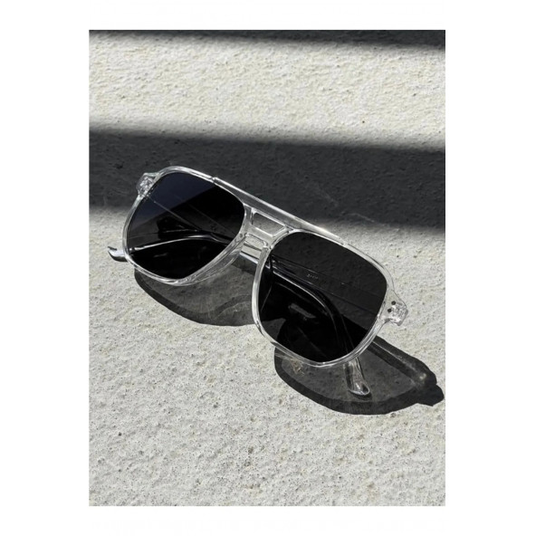 Modalucci Yeni Sezon Şeffaf Siyah Cam Unisex Güneş Gözlüğü - Resim 4