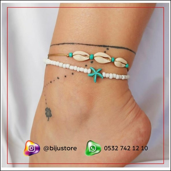 Deniz Kabuğu & Deniz Yıldızı İkili Kadın Halhal - 2