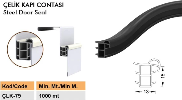 Contacall Çelik Kapı Kasa Fitili Contası Çelik Kapı Contası Siyah Renk 6 Metre ürün görseli 1