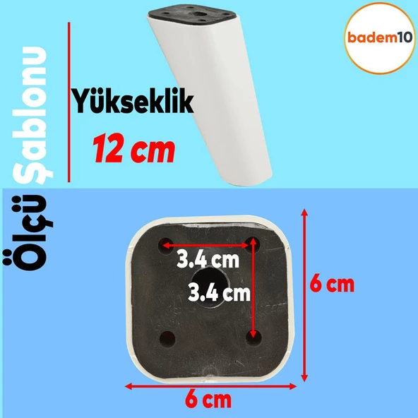 Linden Lüks Mobilya Kanepe Sehpa Tv Ünitesi Koltuk Ayağı 12 Cm Beyaz Oval Baza Ayakları - 4