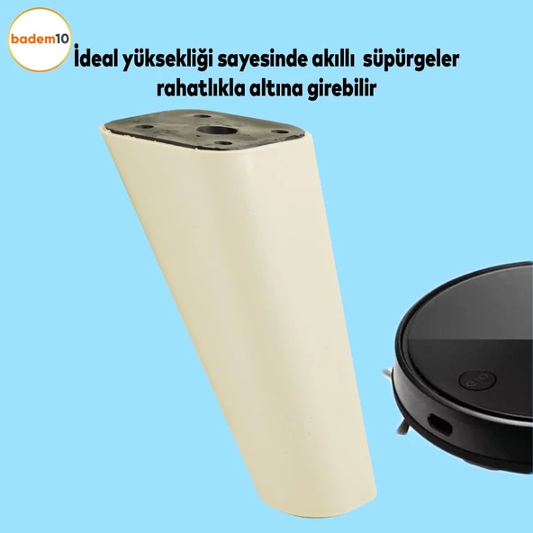 Linden Lüks Mobilya Kanepe Sehpa Tv Ünitesi Koltuk Ayağı 12 Cm Krem Oval Baza Ayakları - 2