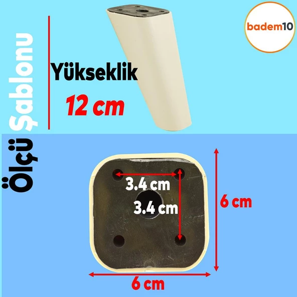 Linden Lüks Mobilya Kanepe Sehpa Tv Ünitesi Koltuk Ayağı 12 Cm Krem Oval Baza Ayakları - 4