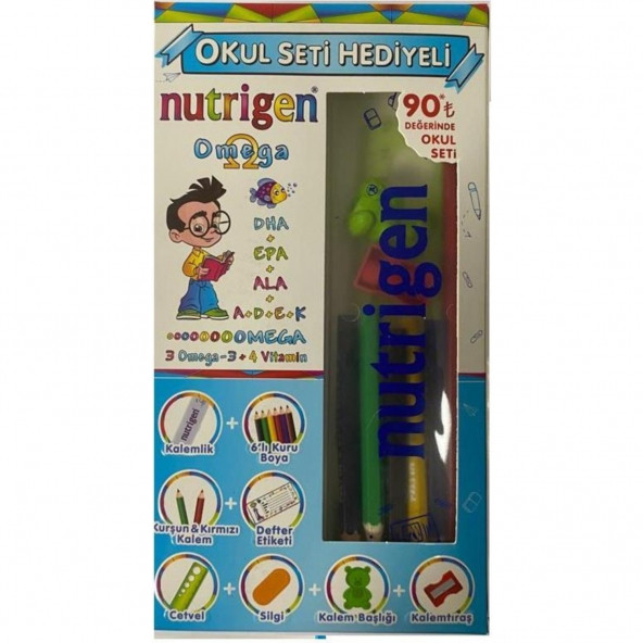 Nutrigen Omega 3 Balık Yağı Şurubu Portakal Aromalı 200 Ml Okul Seti li