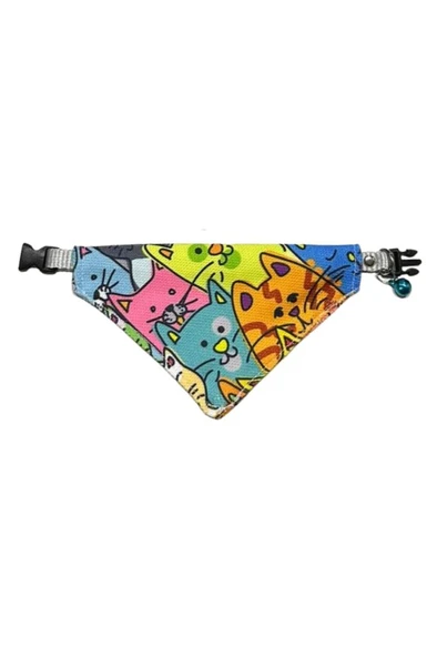 Coco Pet Fular Renkli Kedi Desenli Ayarlanabilir Bandana Kedi Tasması ürün görseli