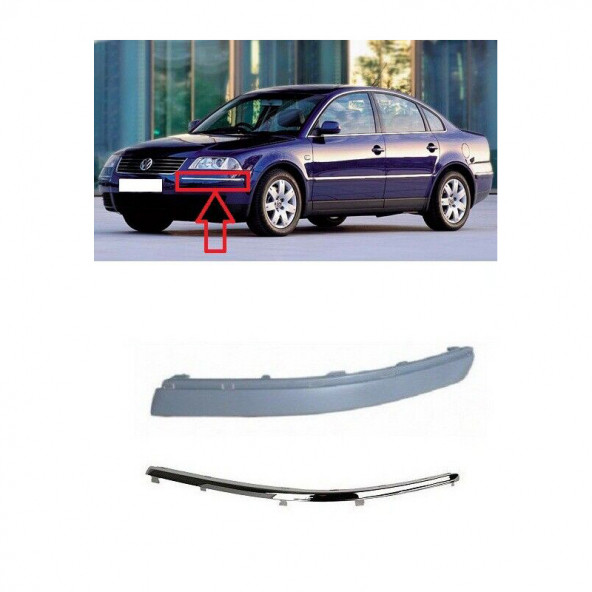 Volkswagen Passat B5.5 2001 - 2005 Ön Tampon Bandı Nikelajlı Sol Şoför Tarafı - 3B0807717D