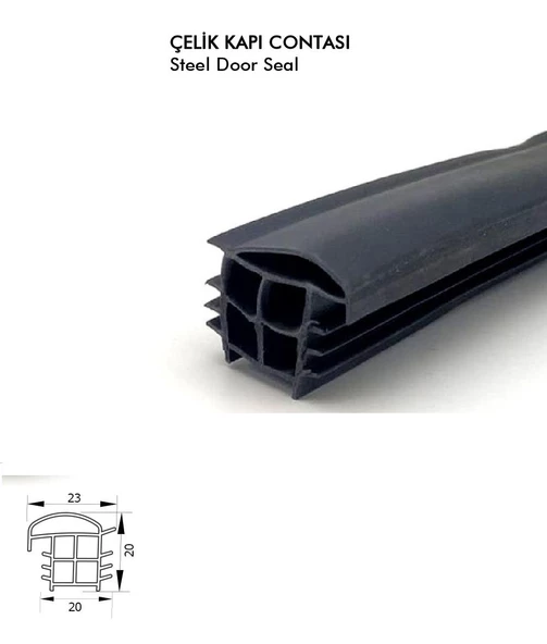 Contacall Çelik Kapı Contası Çelik Kapı Kasa Fitili 20 mm 6 Metre Siyah
