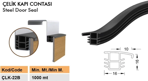 Contacall Çelik Kapı Kasa Fitili Contası Çelik Kapı Contası 6 Metre Siyah ürün görseli 1