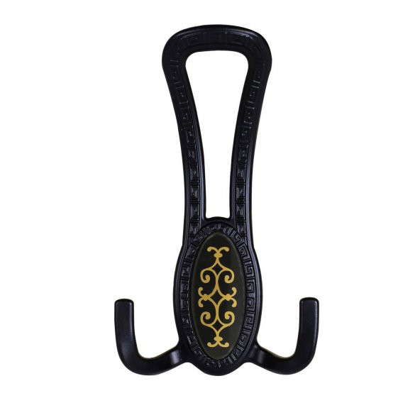 Portmanto Vestiyer Duvar Askısı Dolap Elbise Askılığı Mat Siyah Gold Desenli