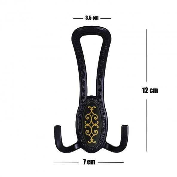 Portmanto Vestiyer Duvar Askısı Dolap Elbise Askılığı Mat Siyah Gold Desenli - 2