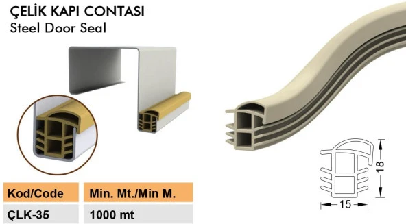 Contacall Çelik Kapı Kasa Fitili Contası Çelik Kapı Contası 6 Metre Krem