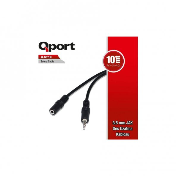 Qport Q-st10 3.5mm Stereo Erkek - 2 Rca 10mt Ses Uzatma Kablosu