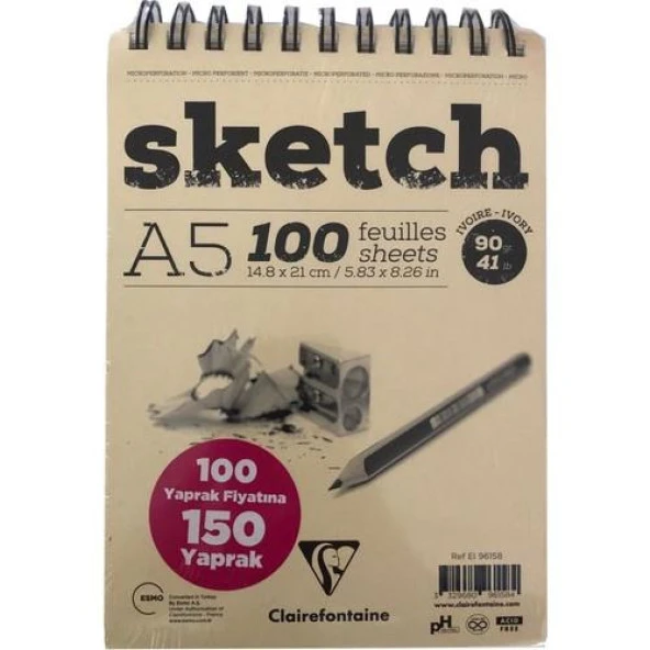 CLAIREF.ÇİZİM BLOK SKETCH A5 90 GR 50 YP SPİRALLİ