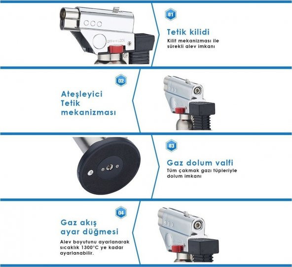 Çeliktorch Bs-261 Jet Pürmüz Çakmak Mavi Alev Mangal Kamp Çakmağı  Nargile Çakmağı Nargile Pürmüz - 4