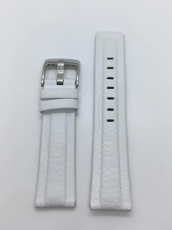 HAKİKİ DERİ KAYIŞ 22MM BEYAZ SAAT KORDONU