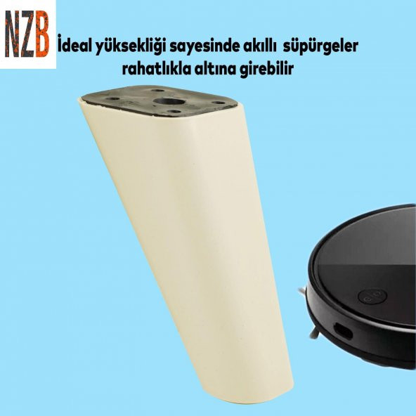 Lüks Mobilya Kanepe Sehpa TV Ünitesi Koltuk Ayağı 12 cm Krem Oval Baza Ayak - Resim 3
