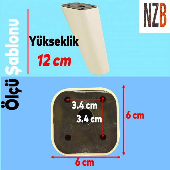 Lüks Mobilya Kanepe Sehpa TV Ünitesi Koltuk Ayağı 12 cm Krem Oval Baza Ayak - Resim 4