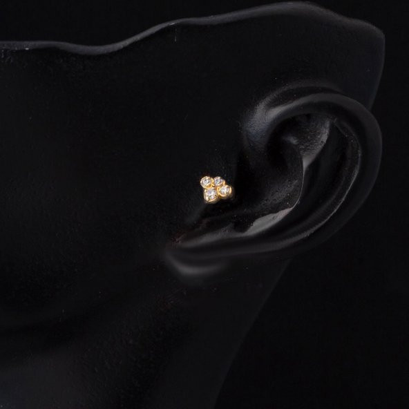 Tektaş 14 Ayar Tragus Altın Küpe - 2