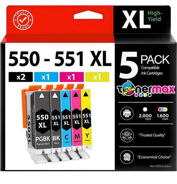 Canon Pixma MG5400 Muadil Kartuş Takımı / Pgi550xl / Cli-551xl Set