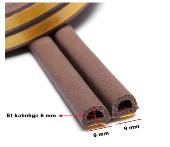 Contacall Bondit Çift Sarım Kauçuk Kapı ve Pencere Izolasyon Bandı Fitili 4 Metre Siyah - 4
