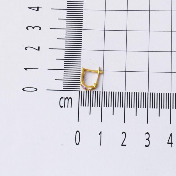14 Ayar Altın Mor Çocuk Küpesi - 5