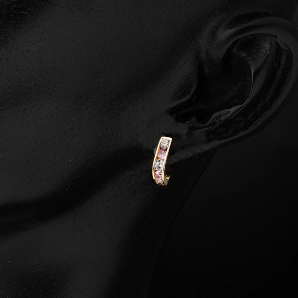 14 Ayar Altın Pembe Bebek Küpesi - Resim 2