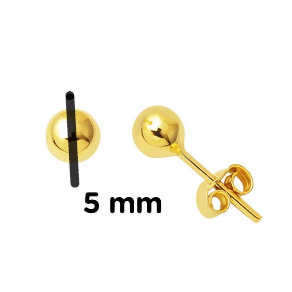 14 Ayar Altın Top Küpe 5 mm. - 4