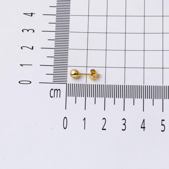 14 Ayar Altın Top Küpe 5 mm. - 6